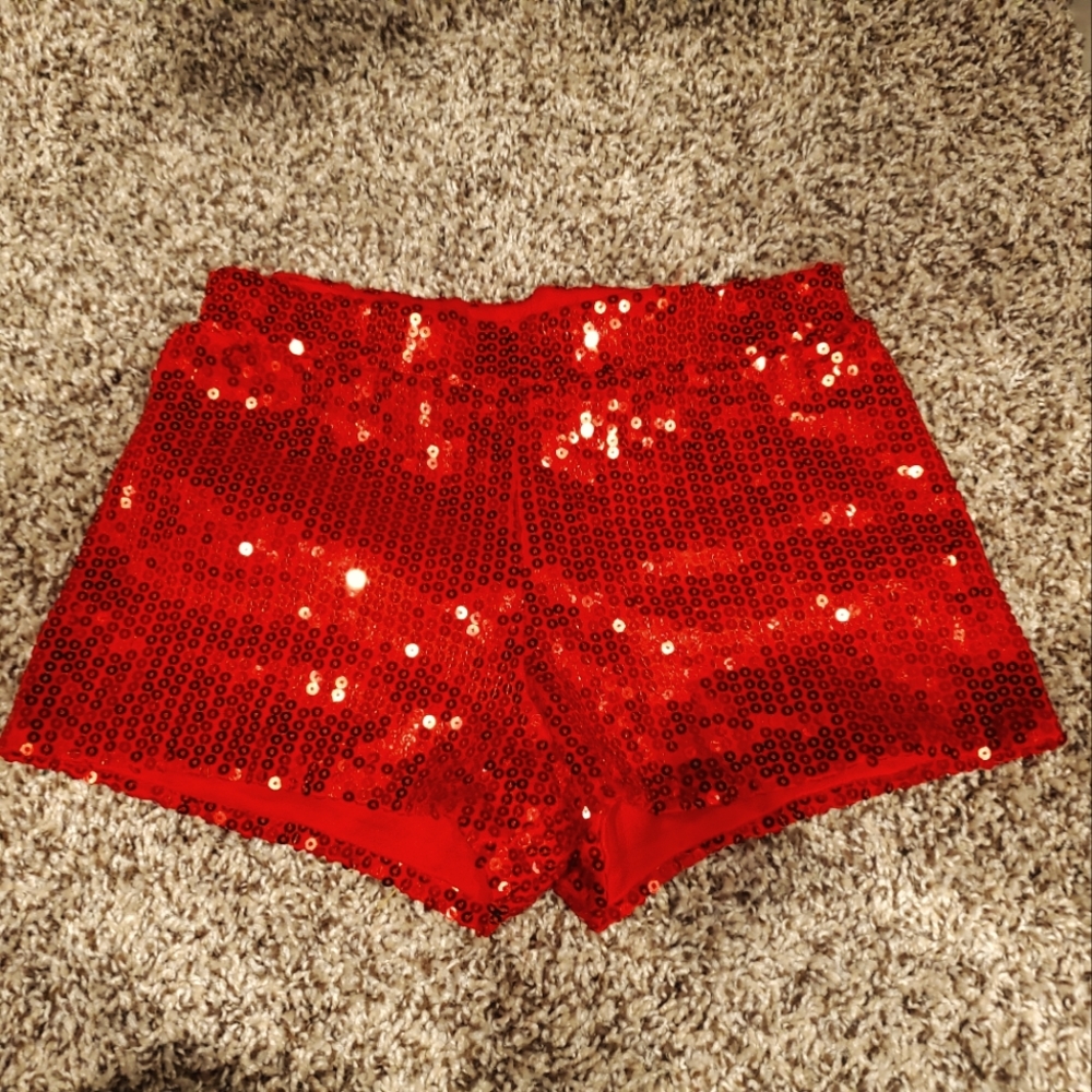 Red Sequin Shorts